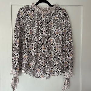 Rebecca taylor lavender floral silk blouse size 4